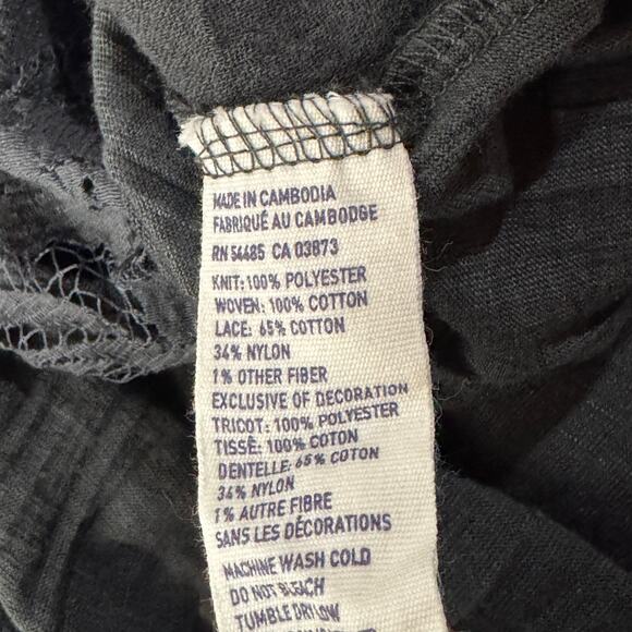 American Eagle Small Top Button-Up Floral Lace Long Sleeve Stretch Hi-Low Hem - Picture 9 of 9